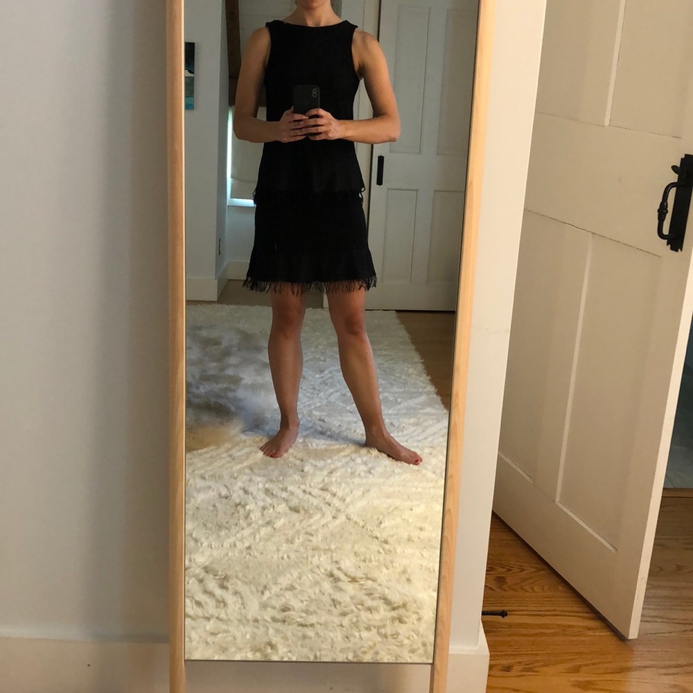 Theory knit fringe dress